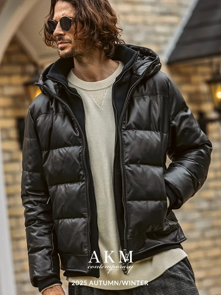 ☆美品☆AKM コンテンポラリー　パディングブルゾン　ラムレザー　黒　L SHIFFON｜【直営店・WEB限定】 AKM Contemporary(エイケイエム