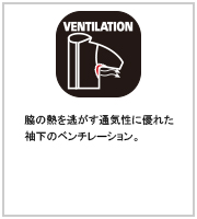 袖下ベンチレーション 脇の熱を逃がす通気性に優れた脇の下のベンチレーション