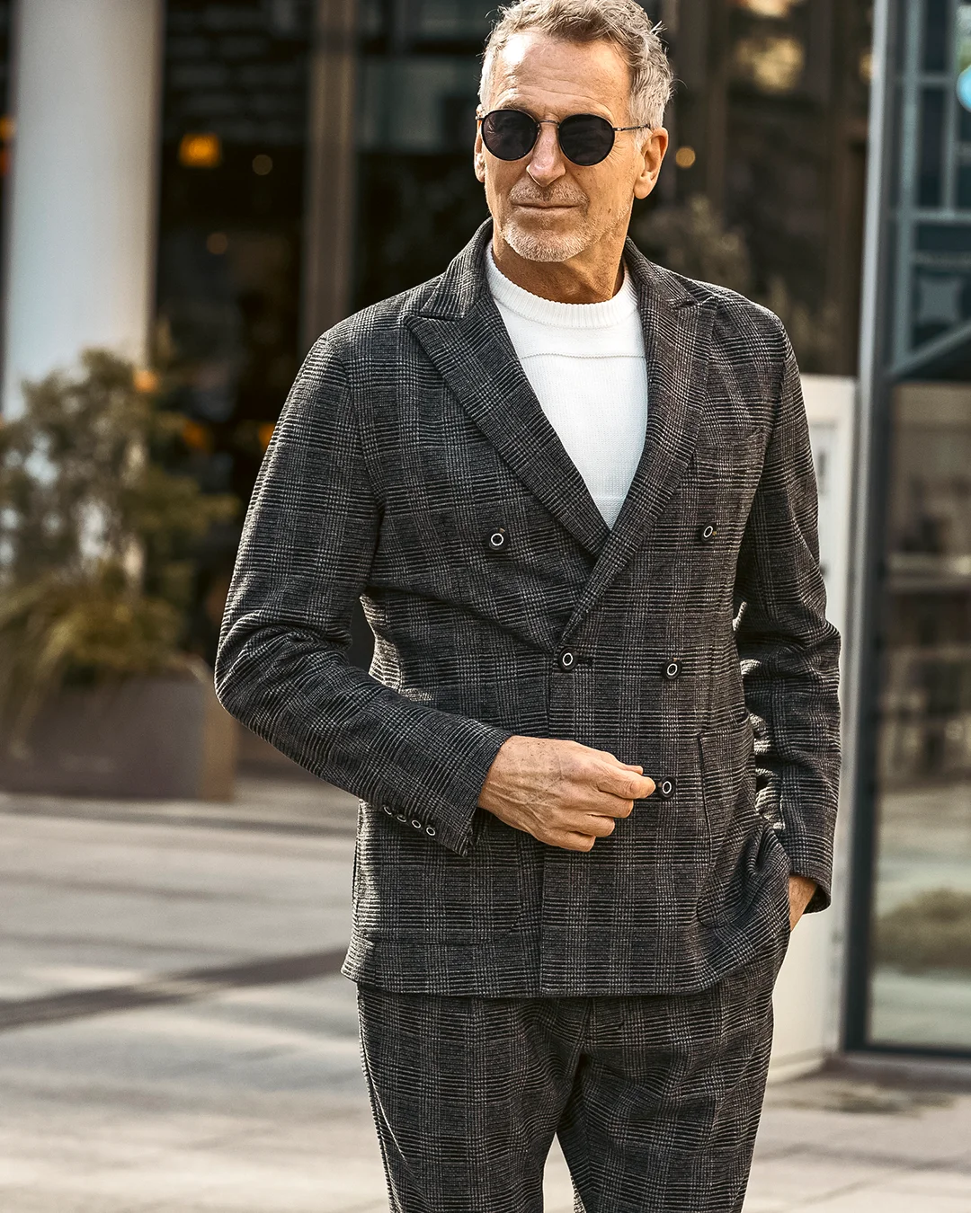 グレンチェックダブルブレストジャケット