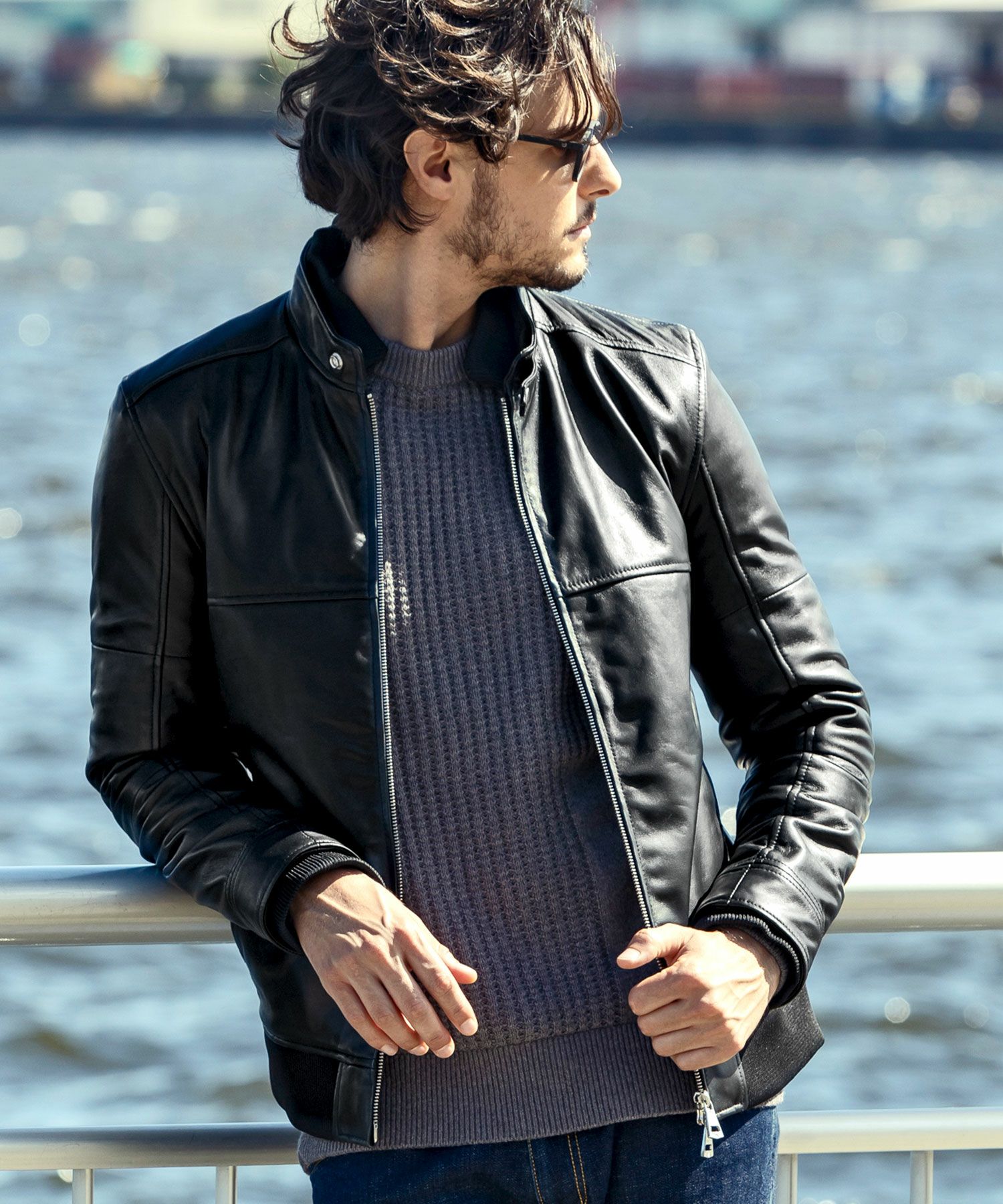 ピノキオさま専用☆AKM レザー ライダースジャケット ダイヤキルト 本革 AKM Contemporary(エイケイエムコンテンポラリー)レザーブルゾン