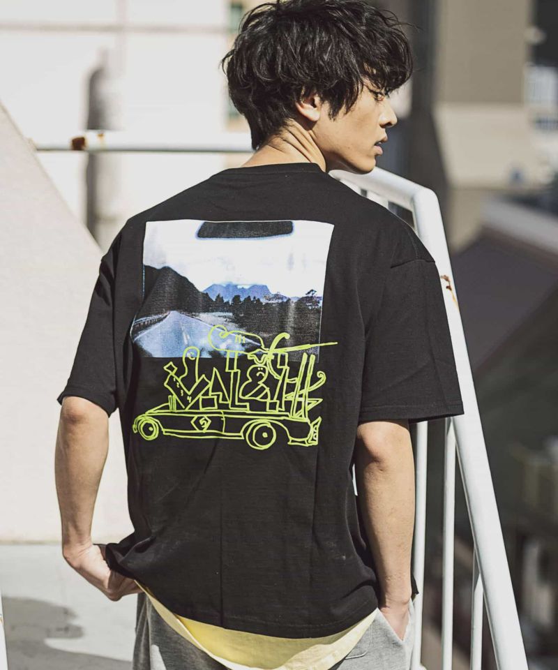 Mark Gonzales(マーク ゴンザレス)イラストプリントハーフスリーブカットソー SHIFFON公式通販サイト|SHIFFON ONLINE STORE 希少デザイン!マークゴンザレスビッグプリントカットソーパーカーブラックゆったり