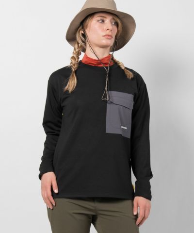 +phenix(プラスフェニックス)Stretch Pocket Tee レディース/Tシャツ/長袖/ストレッチ/ポケット