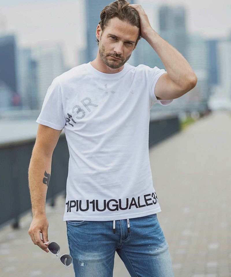 1PIU1UGUALE3 RELAX(ウノピゥウノウグァーレトレ リラックス)グラデーションロゴ半袖Tシャツ