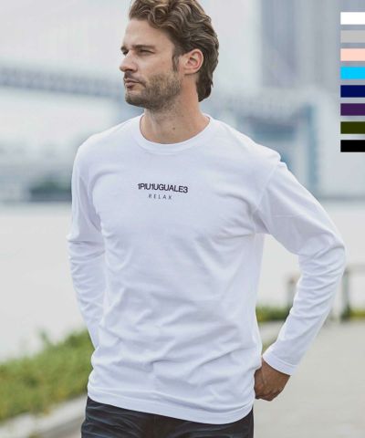 1PIU1UGUALE3 RELAX(ウノピゥウノウグァーレトレ リラックス)フロントロゴプリント長袖Tシャツ
