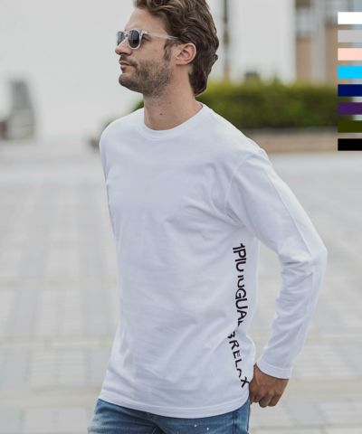 1PIU1UGUALE3 RELAX(ウノピゥウノウグァーレトレ リラックス)サイドロゴプリント長袖Tシャツ