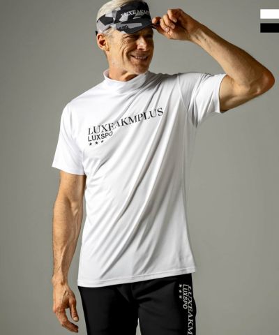 LUXEAKMPLUS(リュクスエイケイエムプラス)ゴルフ スポーツロゴモックネック半袖Tシャツ
