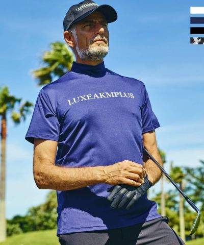 LUXEAKMPLUS(リュクスエイケイエムプラス)ゴルフ ベーシックロゴモックネック半袖Tシャツ