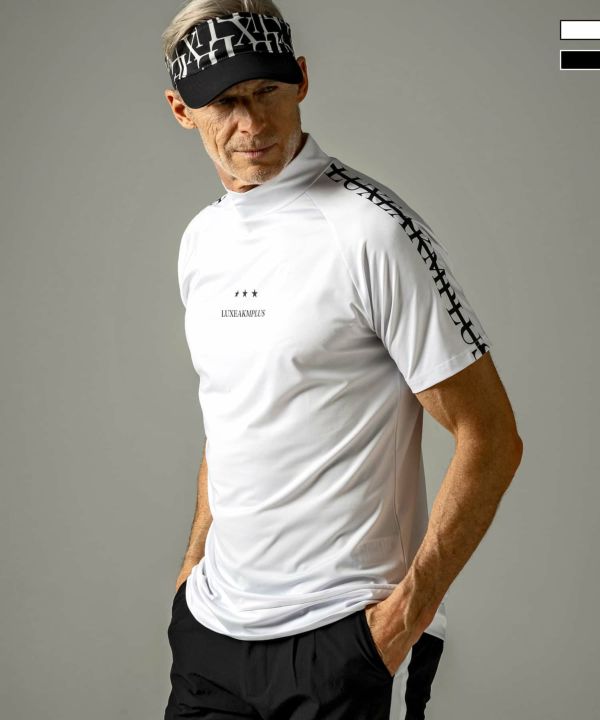 LUXEAKMPLUS GOLF ベーシック ロゴ モックネック 半袖 Tシャツ