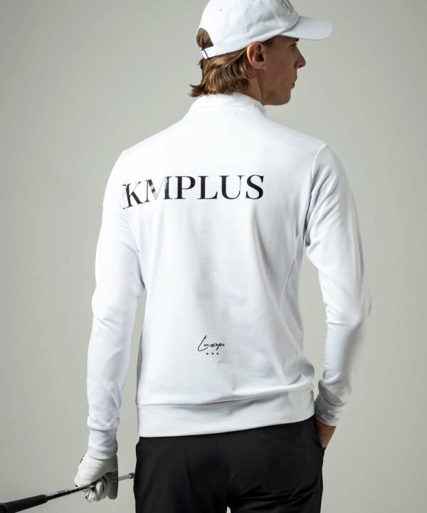 LUXEAKMPLUS(リュクスエイケイエムプラス)ゴルフ 光沢ロゴモックネックTシャツ