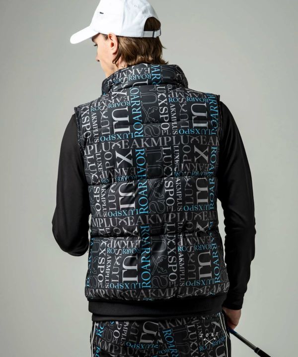 LUXEAKMPLUS 24SS 新品 GOLF 総柄 ロゴ ニット ベスト LUXEAKMPLUS×roar(リュクスエイケイエムプラス)ゴルフ 総柄ロゴ