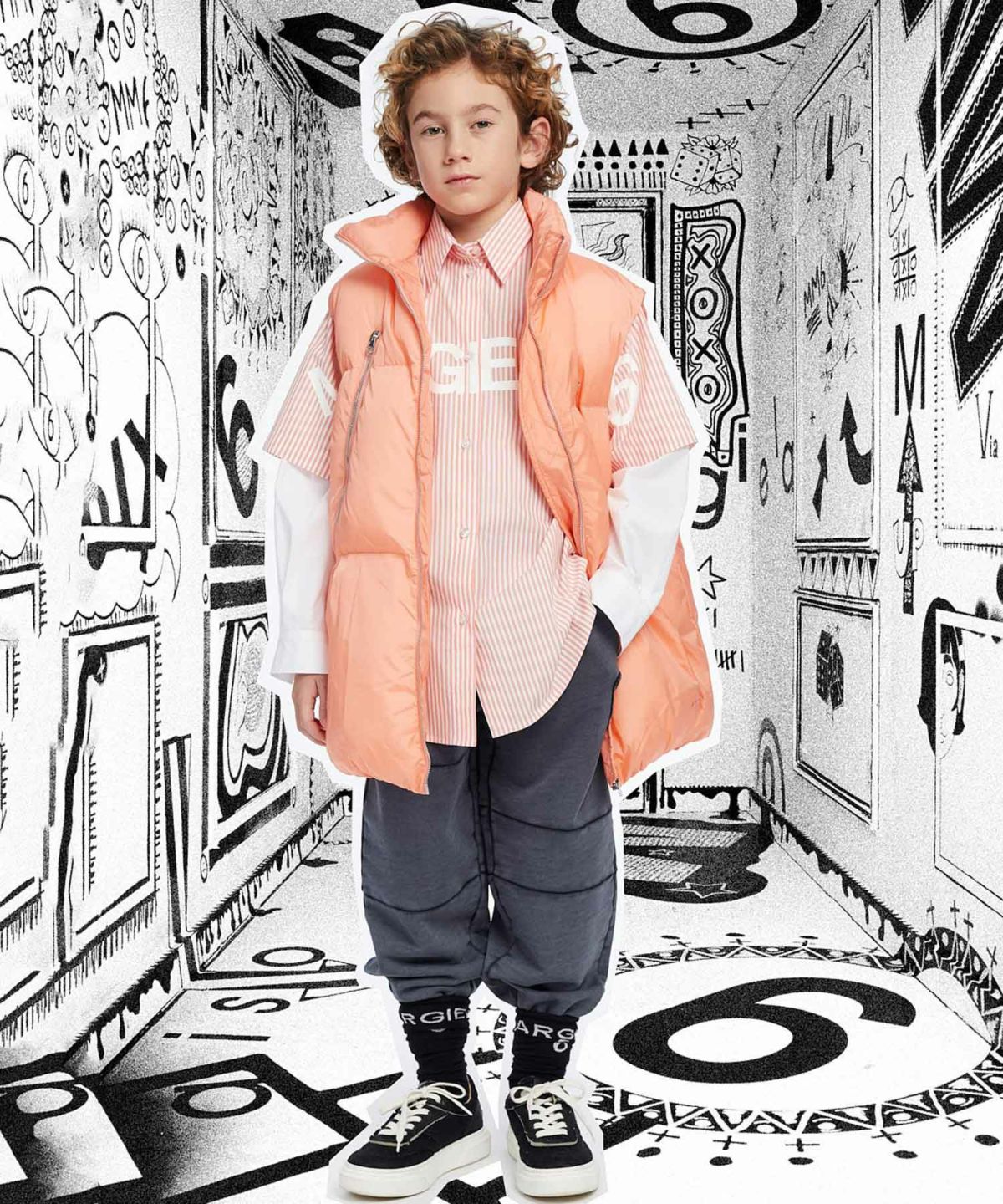 【専用】極美品✨ MM6 メゾンマルジェラ ストライプ 長袖シャツ kids エムエムシックス メゾン マルジェラ MM6 Maison Margiela MM6