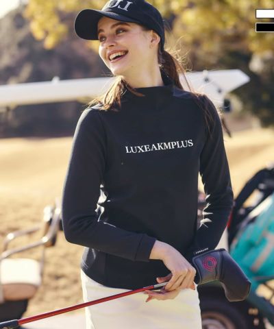 LUXEAKMPLUS(リュクスエイケイエムプラス)ゴルフ ウィンドプルーフモックネックTシャツ