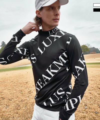 LUXEAKMPLUS(リュクスエイケイエムプラス)ゴルフ 総柄モックネックTシャツ