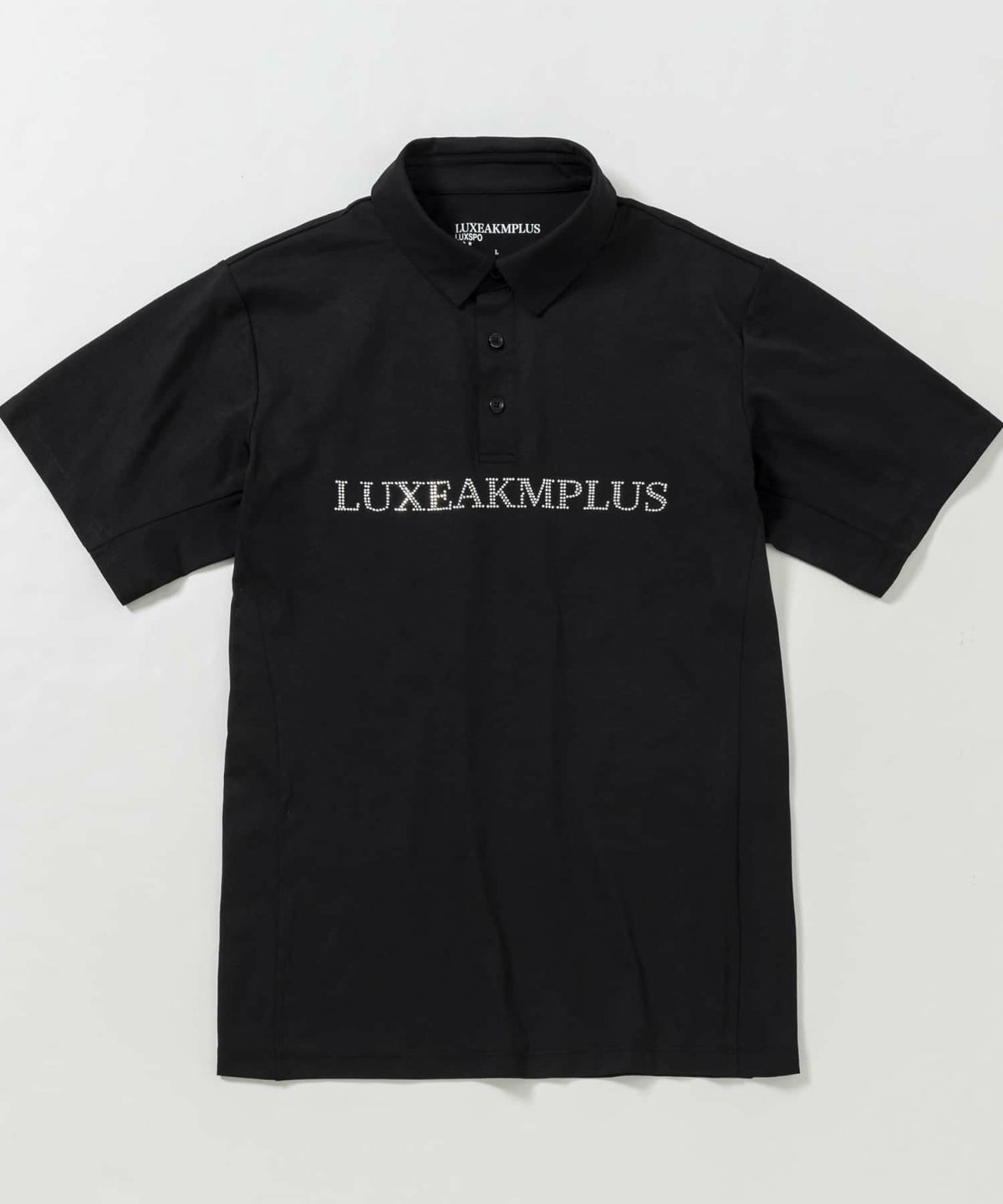 LUXEAKMPLUS 24SS 総柄 ロゴ 半袖 モックネック Tシャツ M AKM LUXEAKMPLUS リュクスエイケイエムプラス ゴルフ 総柄ロゴ