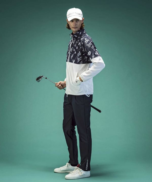 ❣️MENS Black&White ゴルフ　　　パーカー　size LL LUXEAKMPLUS(リュクスエイケイエムプラス)ゴルフ ボタニカル2way