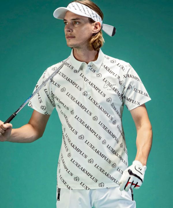 LUXEAKMPLUS(リュクスエイケイエムプラス)ゴルフ 総柄ロゴ半袖