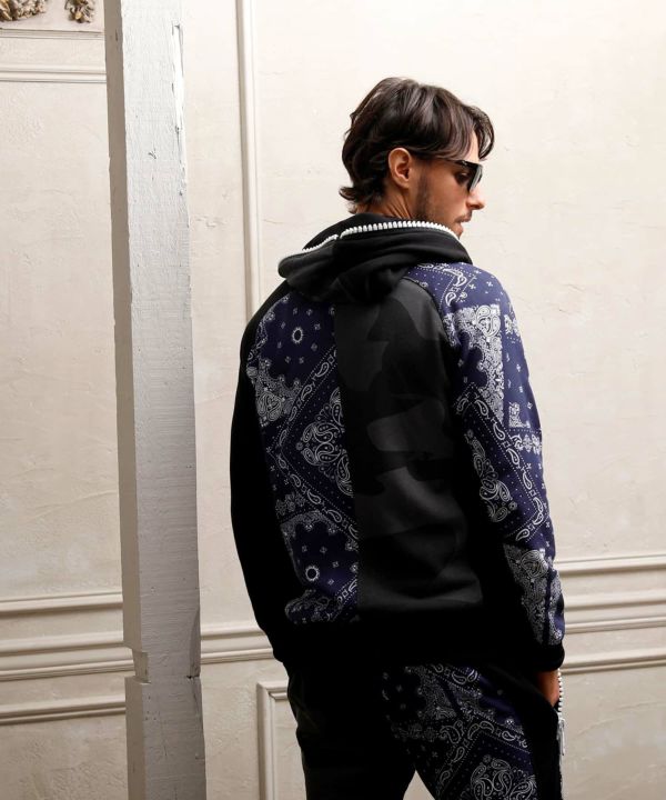 新品1piu1uguale3golfウノピゥウゴルフ/ペイズリー柄パーカー/白7 新品1piu1uguale3golfウノピゥウゴルフ/ペイズリー柄パーカー/白7