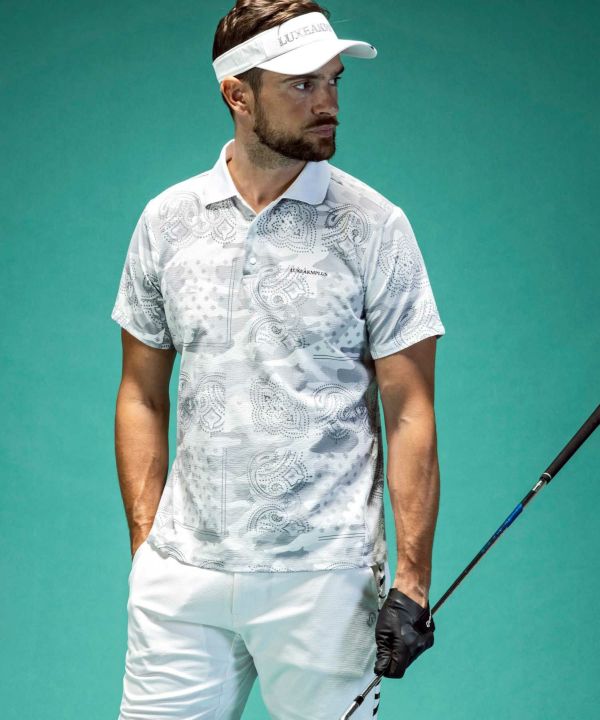 【FR2golf】バックサークルロゴ Vネックポロシャツ ブラウン Lサイズ FR2golf】バックサークルロゴ Vネックポロシャツ ブラウン Lサイズ