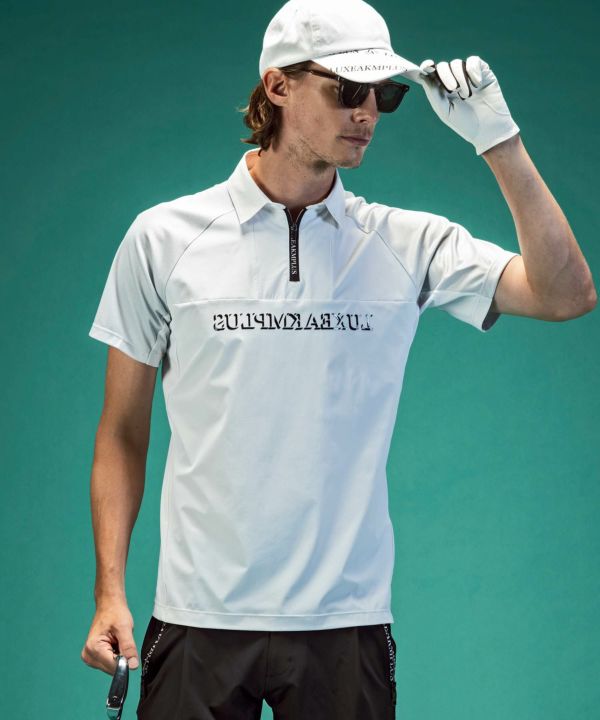 LUXEAKMPLUS(リュクスエイケイエムプラス)ゴルフ 配色ハーフジップ半袖