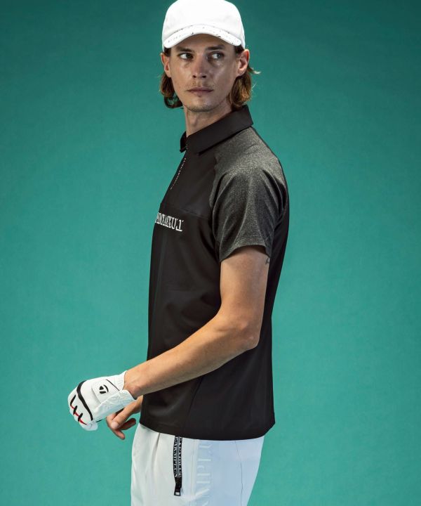 LUXEAKMPLUS(リュクスエイケイエムプラス)ゴルフ 配色ハーフジップ半袖