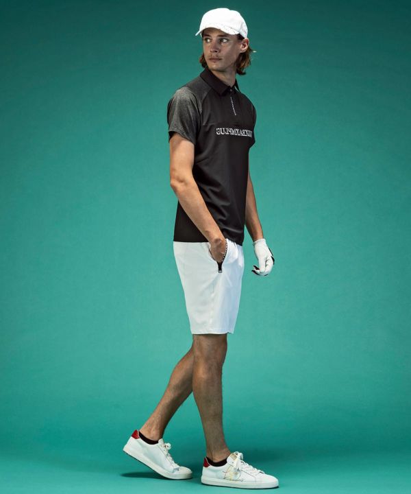 LUXEAKMPLUS(リュクスエイケイエムプラス)ゴルフ 配色ハーフジップ半袖