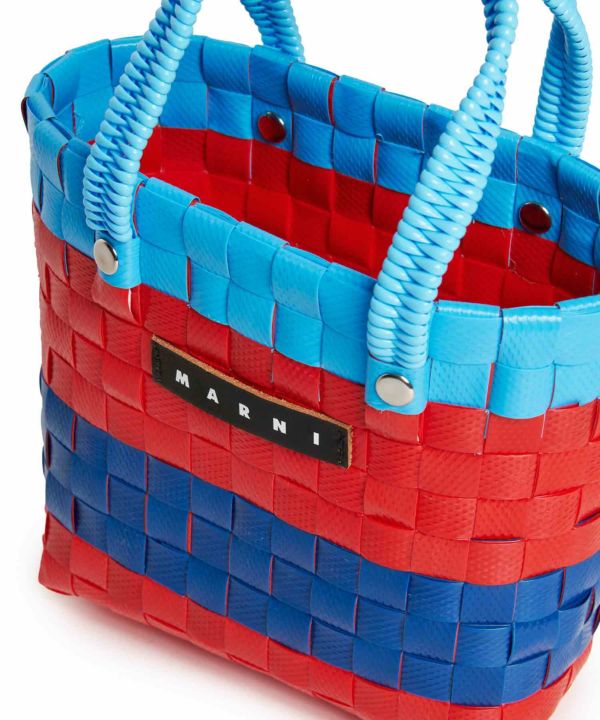 MARNI かごバッグ 青 赤 MARNI MARKET マルニ マーケット ピクニックバッグ カゴバッグ L