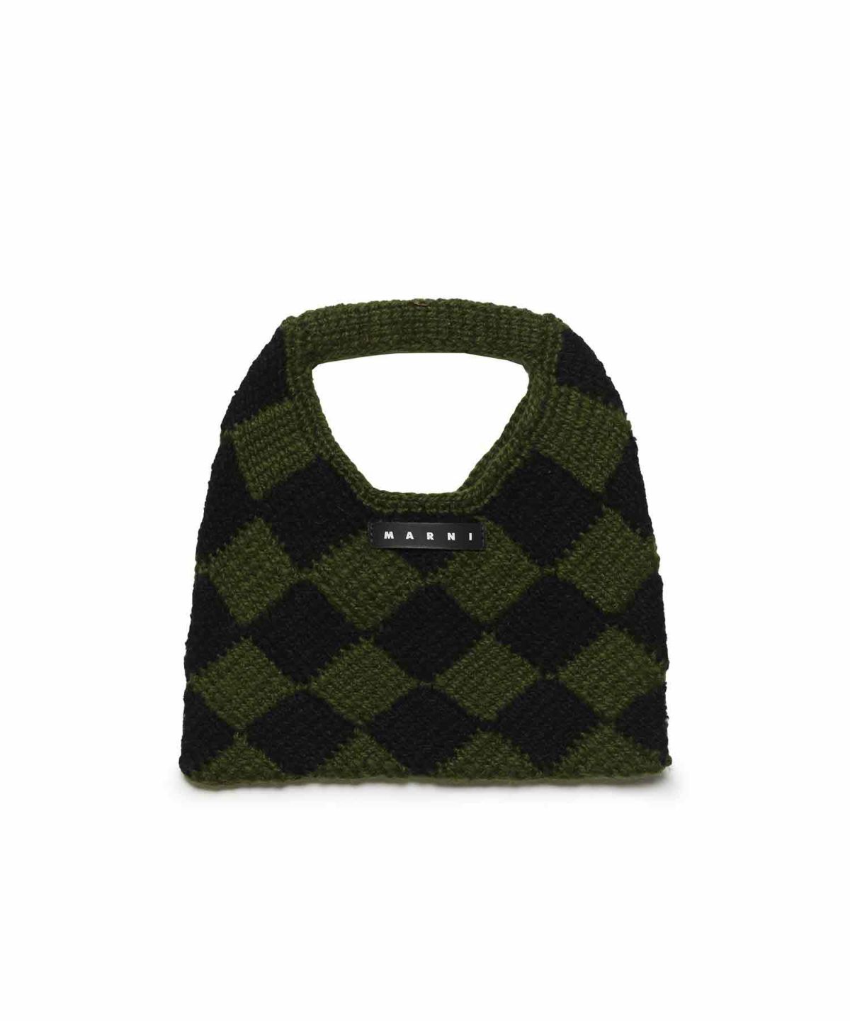 MARNI 編み物デザイン バッグ マルニ“フルーツ＆花”モチーフの編み込みハンドバッグ、阪急