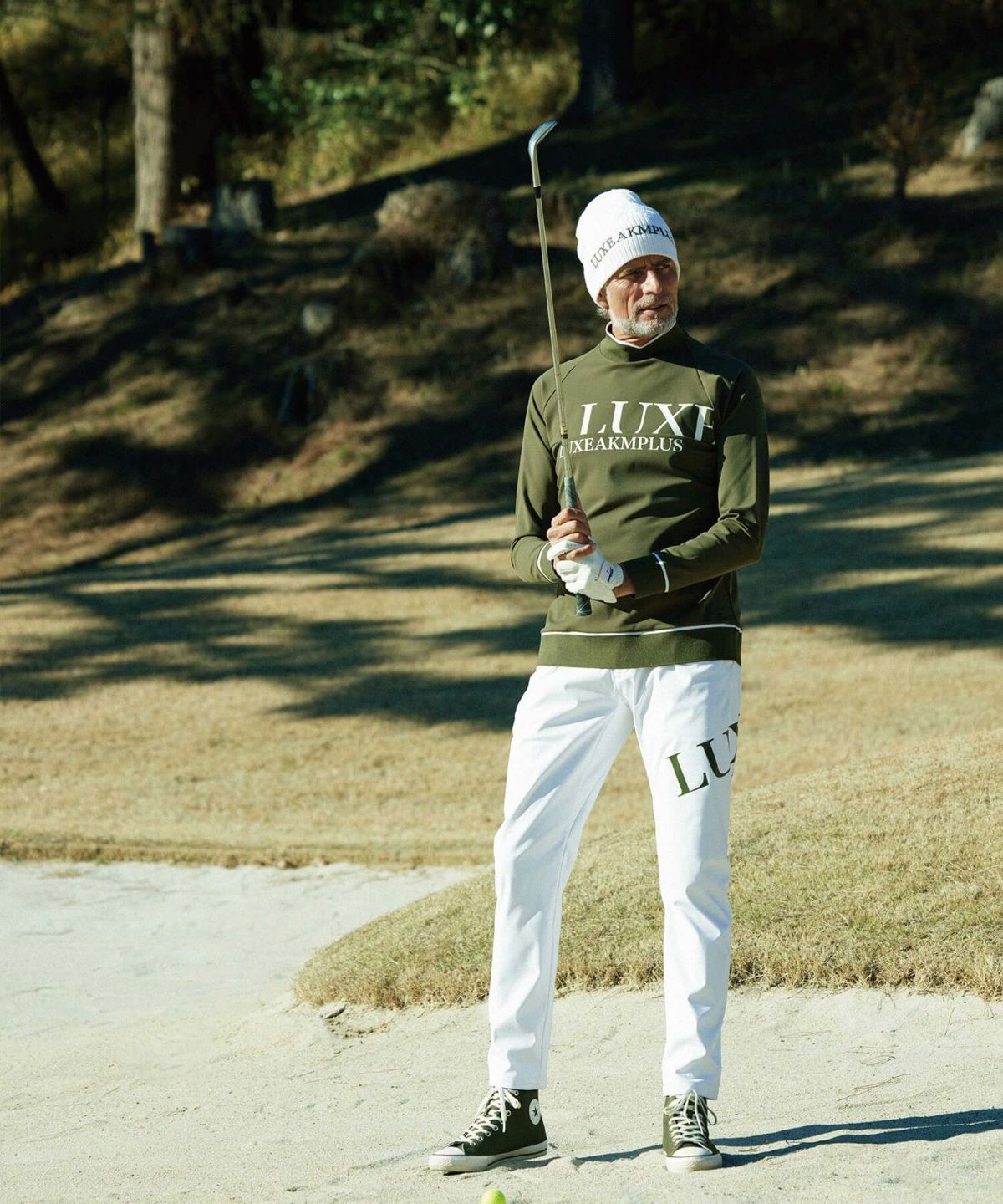 LUXEAKMPLUS(リュクスエイケイエムプラス)ゴルフ ビッグロゴ防風ロング