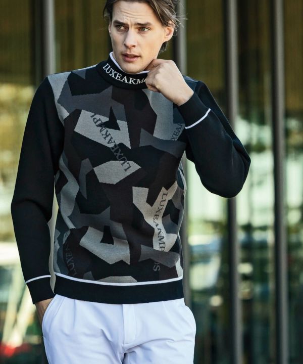 LUXEAKMPLUS(リュクスエイケイエムプラス)ゴルフ カモ柄モックネック