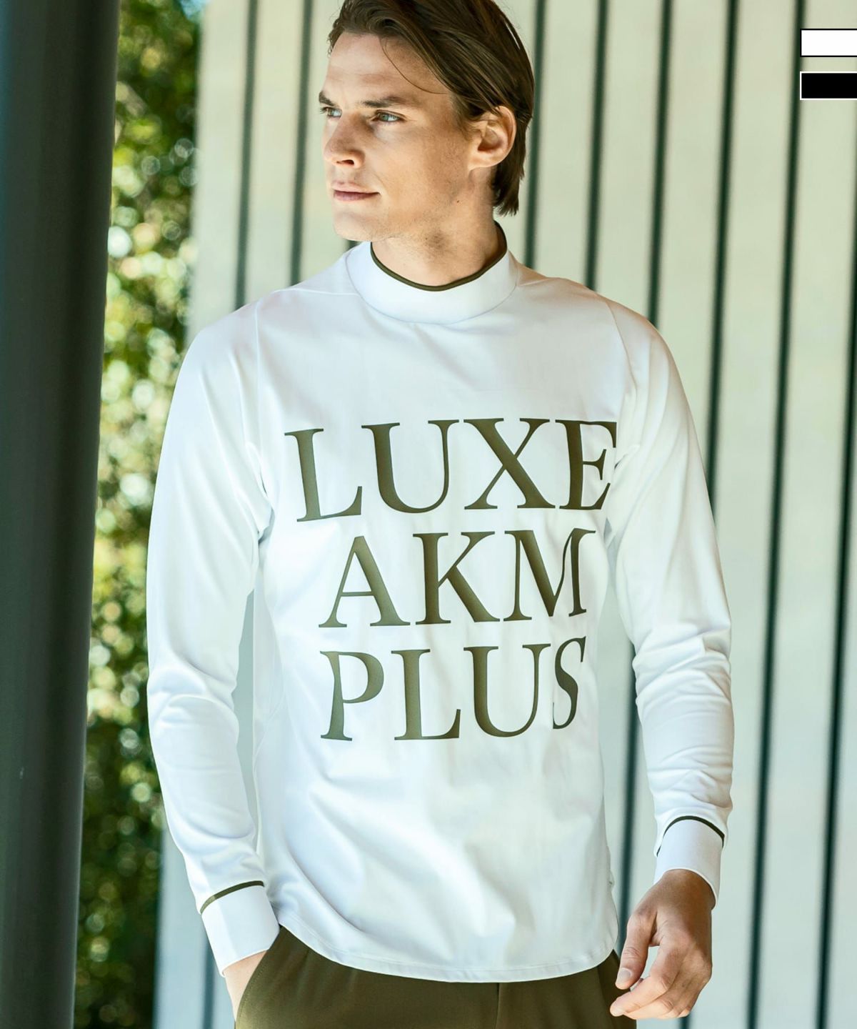 LUXEAKMPLUS(リュクスエイケイエムプラス)ゴルフ ビックロゴモックネックロングTシャツ