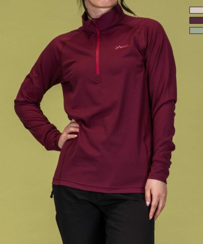 phenix outdoor(フェニックスアウトドア)ハーフジップ長袖Tシャツ/レディースTシャツ/速乾/ストレッチ/快適/抗菌/防臭/ティーシャツ/インナー