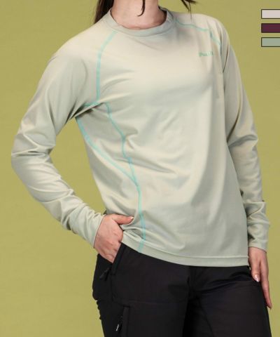 phenix outdoor(フェニックスアウトドア)クルーネック長袖Tシャツ/レディースTシャツ/速乾/ストレッチ/快適/抗菌/防臭/ティーシャツ/インナー