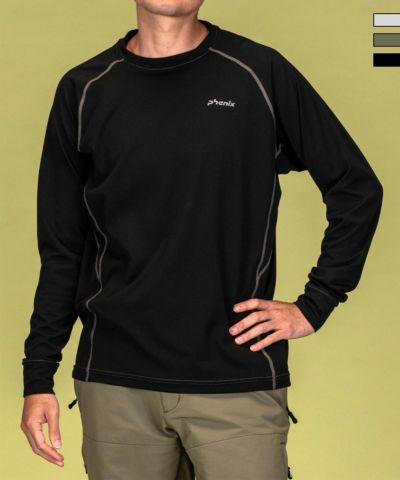 phenix OUTDOOR(フェニックスアウトドア)クルーネック長袖Tシャツ/メンズTシャツ/速乾/ストレッチ/快適/抗菌/防臭/ティーシャツ/インナー