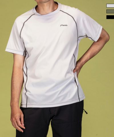 phenix outdoor(フェニックスアウトドア)クルーネック半袖Tシャツ/メンズTシャツ/速乾/ストレッチ/快適/抗菌/防臭/ティーシャツ/インナー