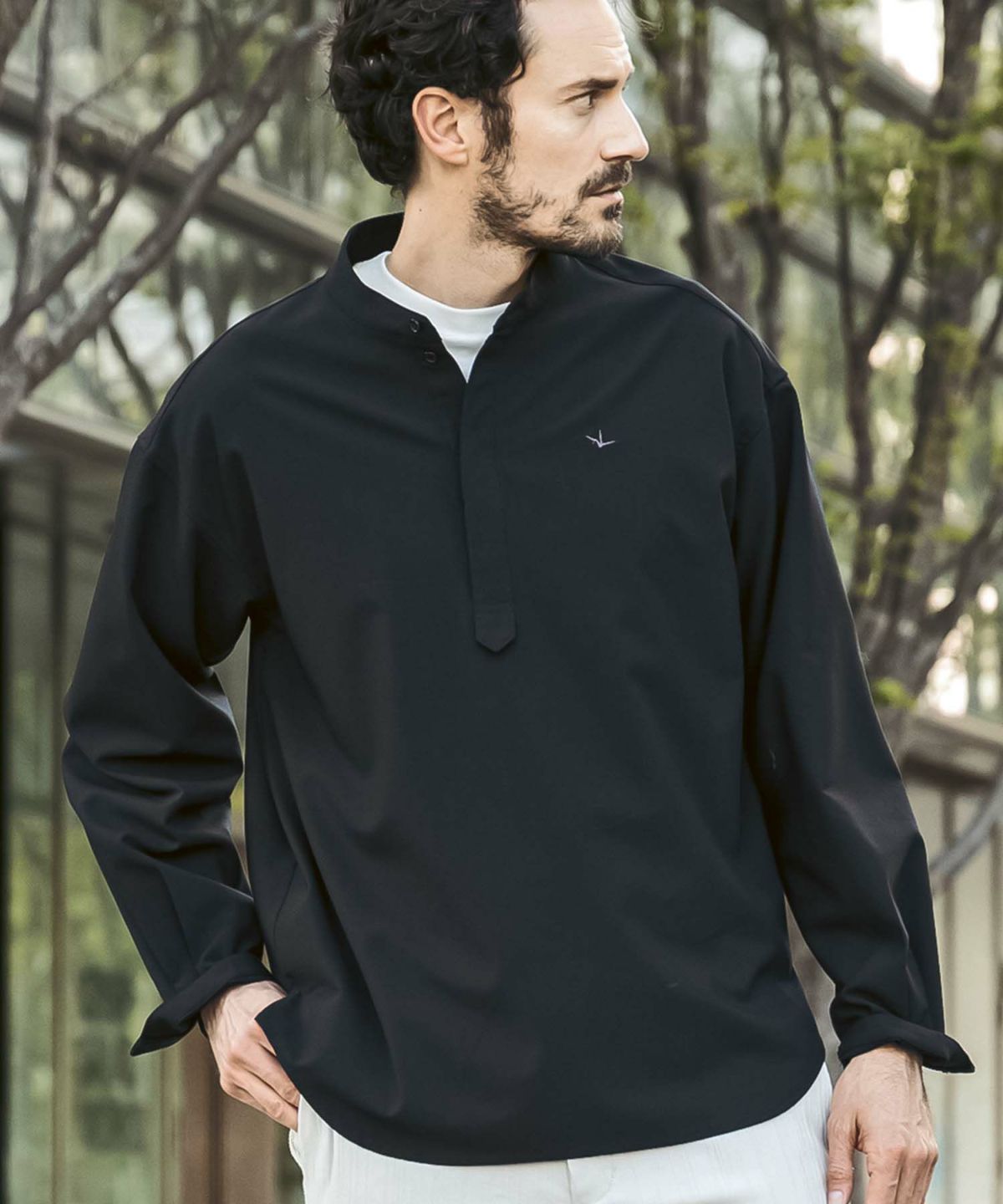 ウノピゥウノウグァーレトレ リラックス（1PIU1UGUALE3 RELAX）/1PIU1UGUALE3 RELAX ハーフボタンスタンドカラーシャツ 1PIU1UGUALE3 RELAX(ウノピゥウノウグァーレトレ リラックス)ハーフ