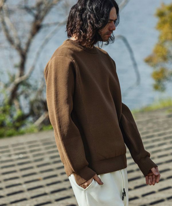 HERMES ブラウン ニットセーター S ✭未使用✭ phenix(プラスフェニックス)HYBRID KNITTED LONG SLEEVE PULL OVER