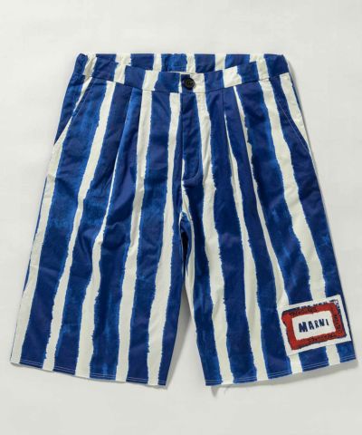 MARNI(マル二)Kids & Junior ワンポイントブランドロゴストライプショートパンツ