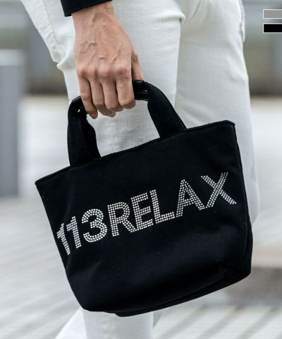 1PIU1UGUALE3 RELAX(ウノピゥウノウグァーレトレ リラックス)ラインストーンロゴミニトートバッグ
