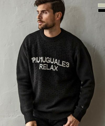 1PIU1UGUALE3 RELAX(ウノピゥウノウグァーレトレ リラックス)グレーンロゴクルーネックニット