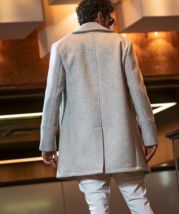 24AW◇1PIU1UGUALE3 RELAX◇ダブルブレストウールミドルコート