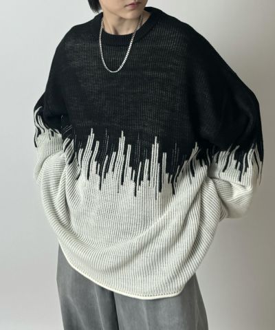 Confirm（コンファーム）2トーンディップ柄 ルーズシルエット プルオーバーニット ユニセックス