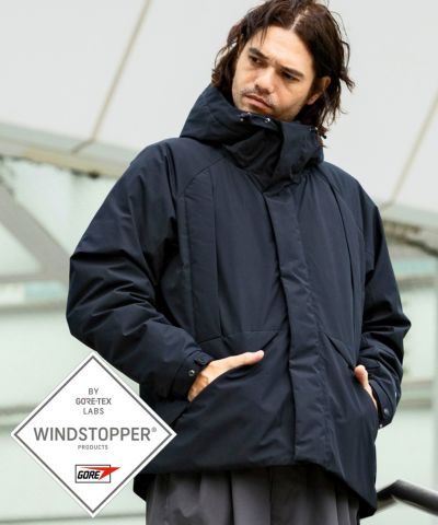 +phenix(プラスフェニックス)ダブルポケットダウンジャケット WINDSTOPPER プロダクト by GORE-TEX LABS /ウィンドストッパー/ゴアテックス/ダウンコート/ブルゾン/フード/スタンドカラー