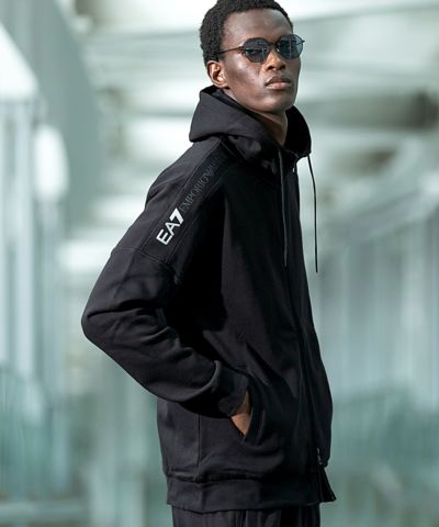 EMPORIO ARMANI EA7(イーエーセブン)スウェットパーカー/裏起毛/フーディー/ロゴ/TRAIN LOGO SERIES M TAPE HOODIE FZ BR