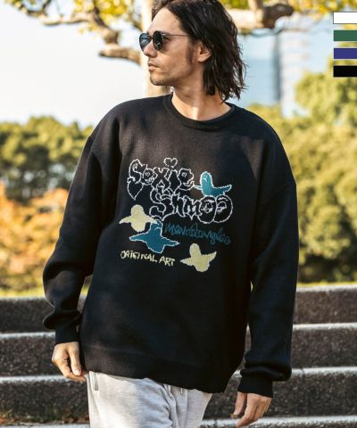 MARK GONZALES ARTWORK COLLECTION(マーク ゴンザレス)フロントジャガードクルーネックニット/4type/3colors