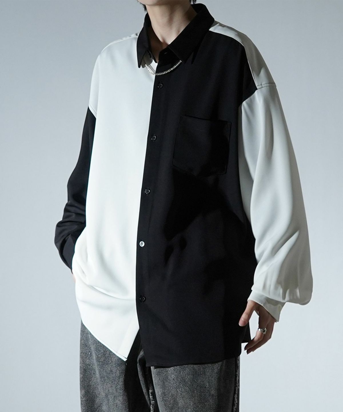 Confirm（コンファーム）アシンメトリーキリカエ 襟配色クレリック