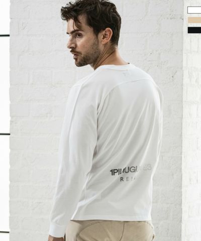 1PIU1UGUALE3 RELAX(ウノピゥウノウグァーレトレ リラックス)ラインストーンロゴロングTシャツ