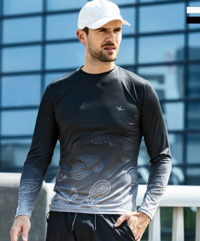 1PIU1UGUALE3 RELAX(ウノピゥウノウグァーレトレ リラックス)グラデーションモックネックロングTシャツ