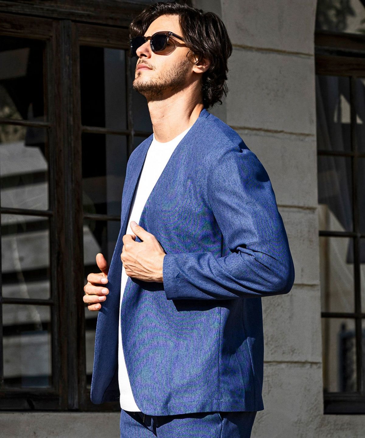 1PIU1UGUALE3 RELAX ウノピゥウノウグァーレトレ リラックス テックリーノノーカラージャケット メンズ テーラード スーツ 春夏 きれいめ 1PIU1UGUALE3 RELAX(ウノピゥウノウグァーレトレ リラックス)テック