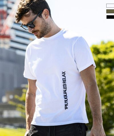 1PIU1UGUALE3 RELAX(ウノピゥウノウグァーレトレ リラックス)バーチカルエンブロイディー半袖Tシャツ