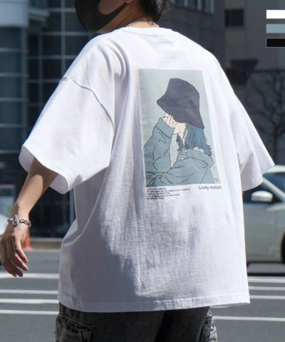 ILL’S(イルズ)24SS 新柄追加 イラストバックプリント / ワンポイント刺繍 ビッグシルエット半袖Tシャツ カットソー ユニセックス